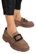 MOCASINI TAUPE PIELE NATURALA INTOARSA IS77441