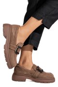 MOCASINI TAUPE PIELE NATURALA INTOARSA IS77441