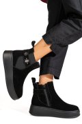 GHETE NEGRE PIELE NATURALA INTOARSA IS7788