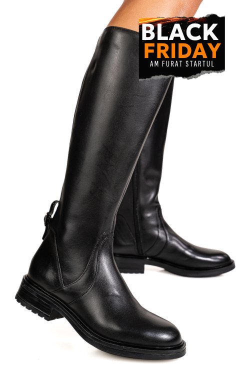 Cizme negre piele naturala wb66h27