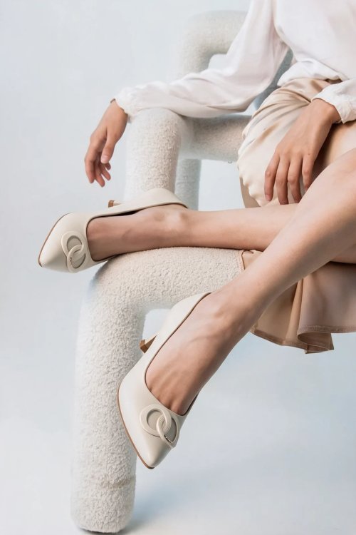 Pantofi bej piele naturala gpc10a125