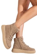 GHETE KHAKI PIELE NATURALA INTOARSA F002-659