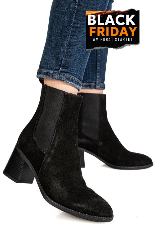 Botine negre piele naturala intoarsa wh476h01