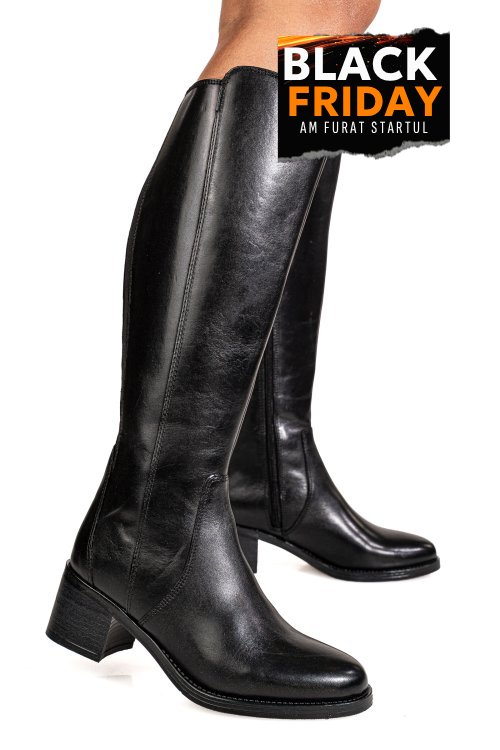 Cizme negre piele naturala bb26-5204
