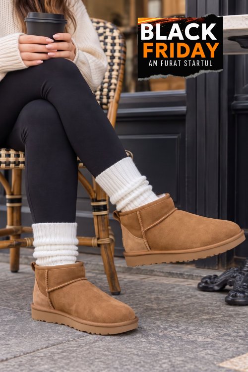 Ghete dama imblanite piele naturala intoarsa maro 1s771200