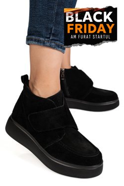 GHETE NEGRE PIELE NATURALA INTOARSA TS772622
