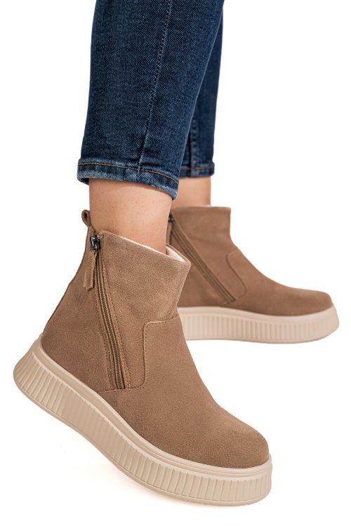 Ghete khaki piele naturala intoarsa ts777007