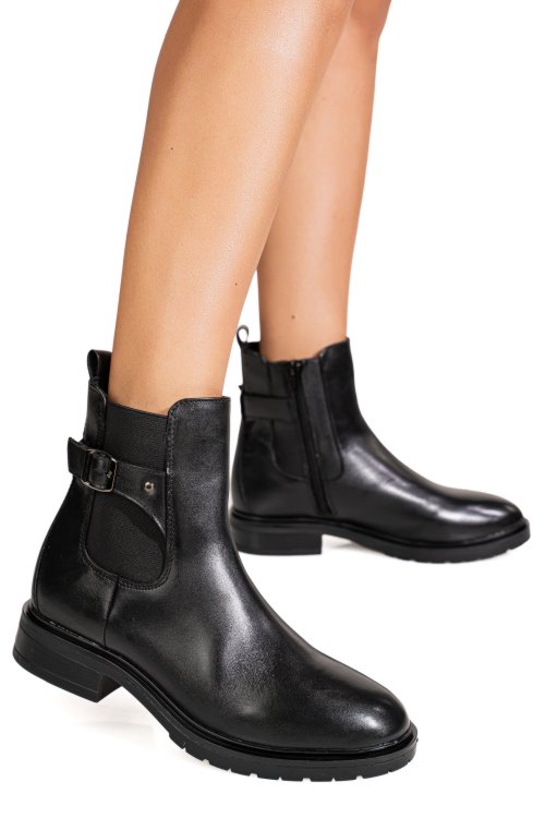 Ghete negre piele naturala vb48-6201