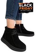GHETE NEGRE PIELE NATURALA INTOARSA TS772616