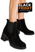 BOTINE NEGRE PIELE NATURALA INTOARSA IS77356
