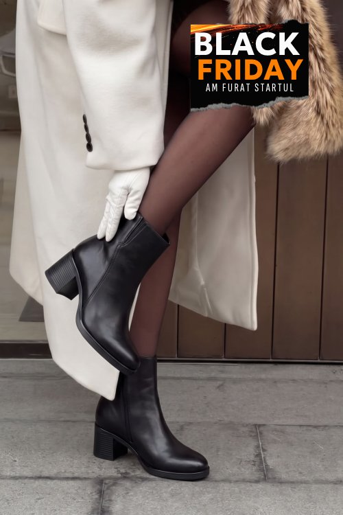 Botine negre piele naturala ws77h70h10