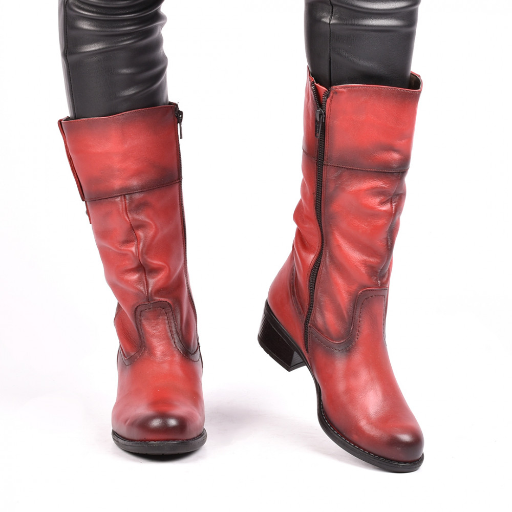 CIZME ROSII PIELE NATURALA 1S7738994