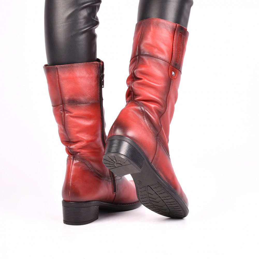 CIZME ROSII PIELE NATURALA 1S7738994