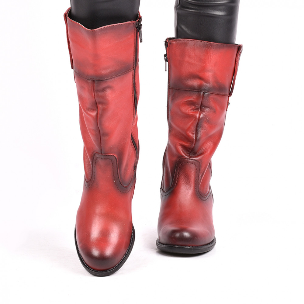 CIZME ROSII PIELE NATURALA 1S7738994