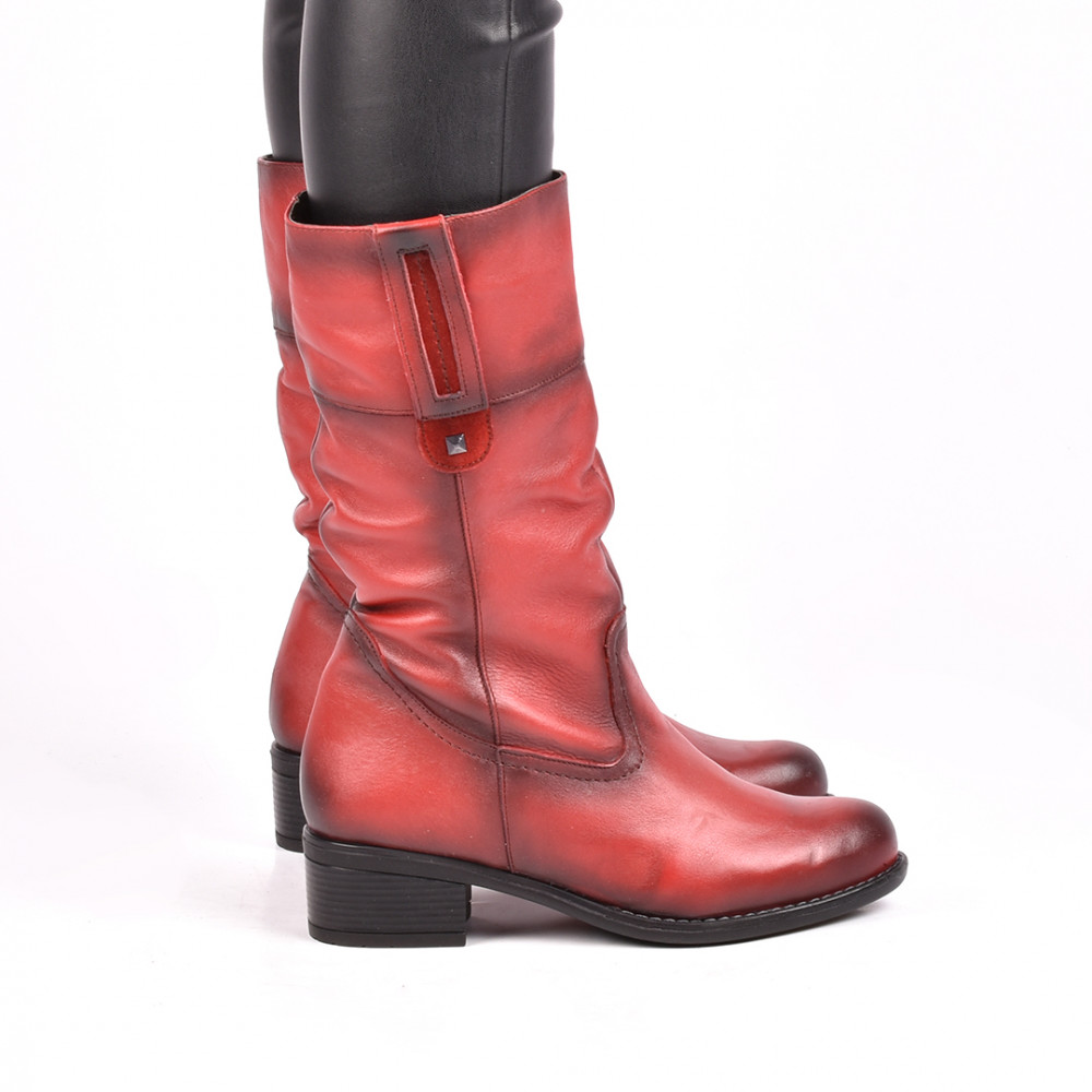 CIZME ROSII PIELE NATURALA 1S7738994