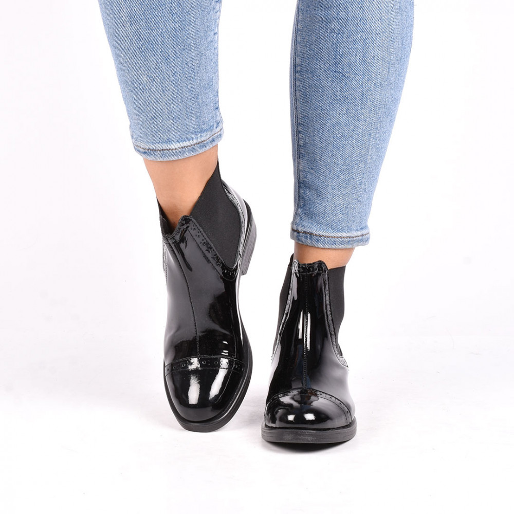 GHETE NEGRE PIELE NATURALA LUCIOASA 3S77082-1N