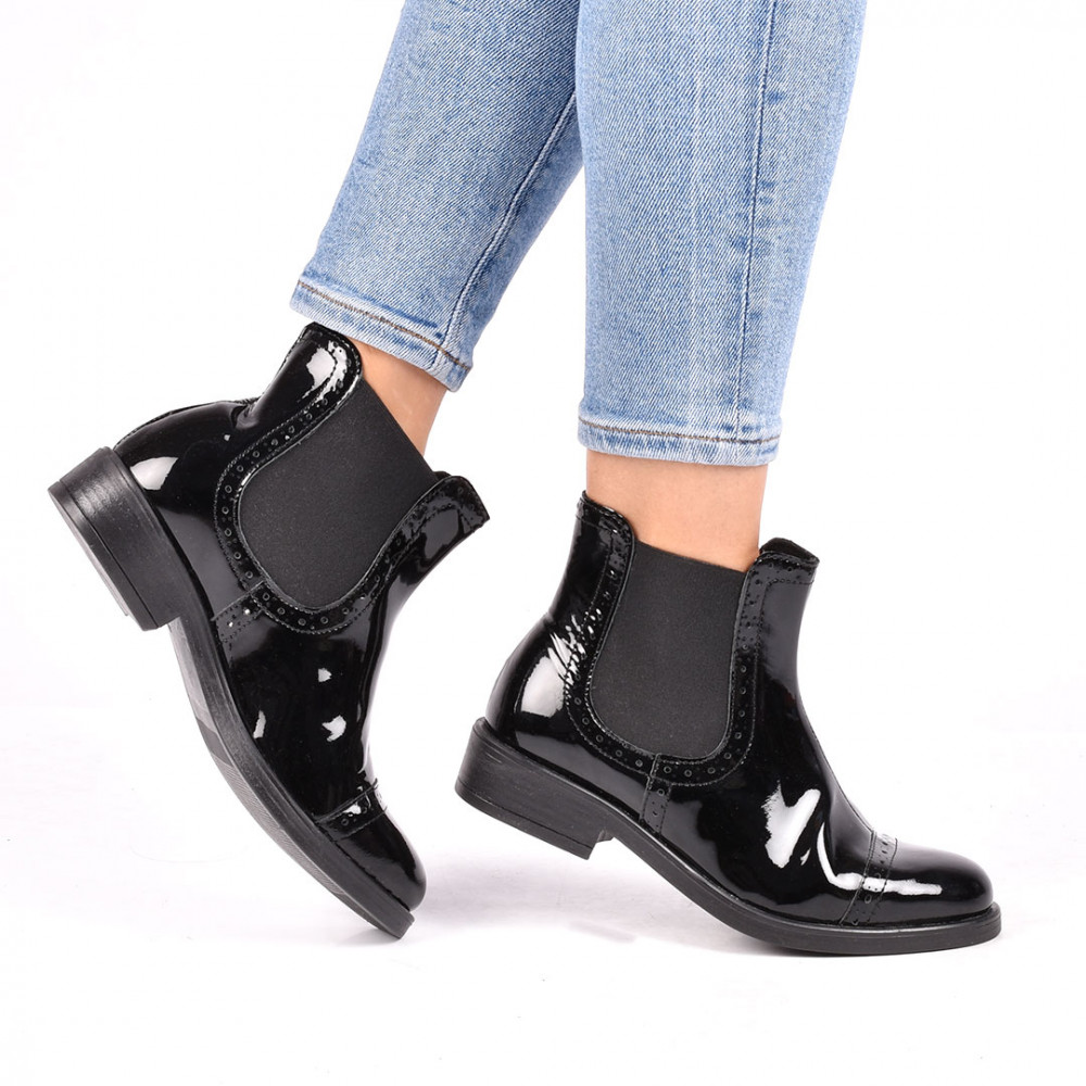 GHETE NEGRE PIELE NATURALA LUCIOASA 3S77082-1N