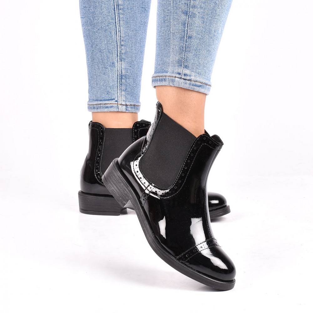 GHETE NEGRE PIELE NATURALA LUCIOASA 3S77082-1N