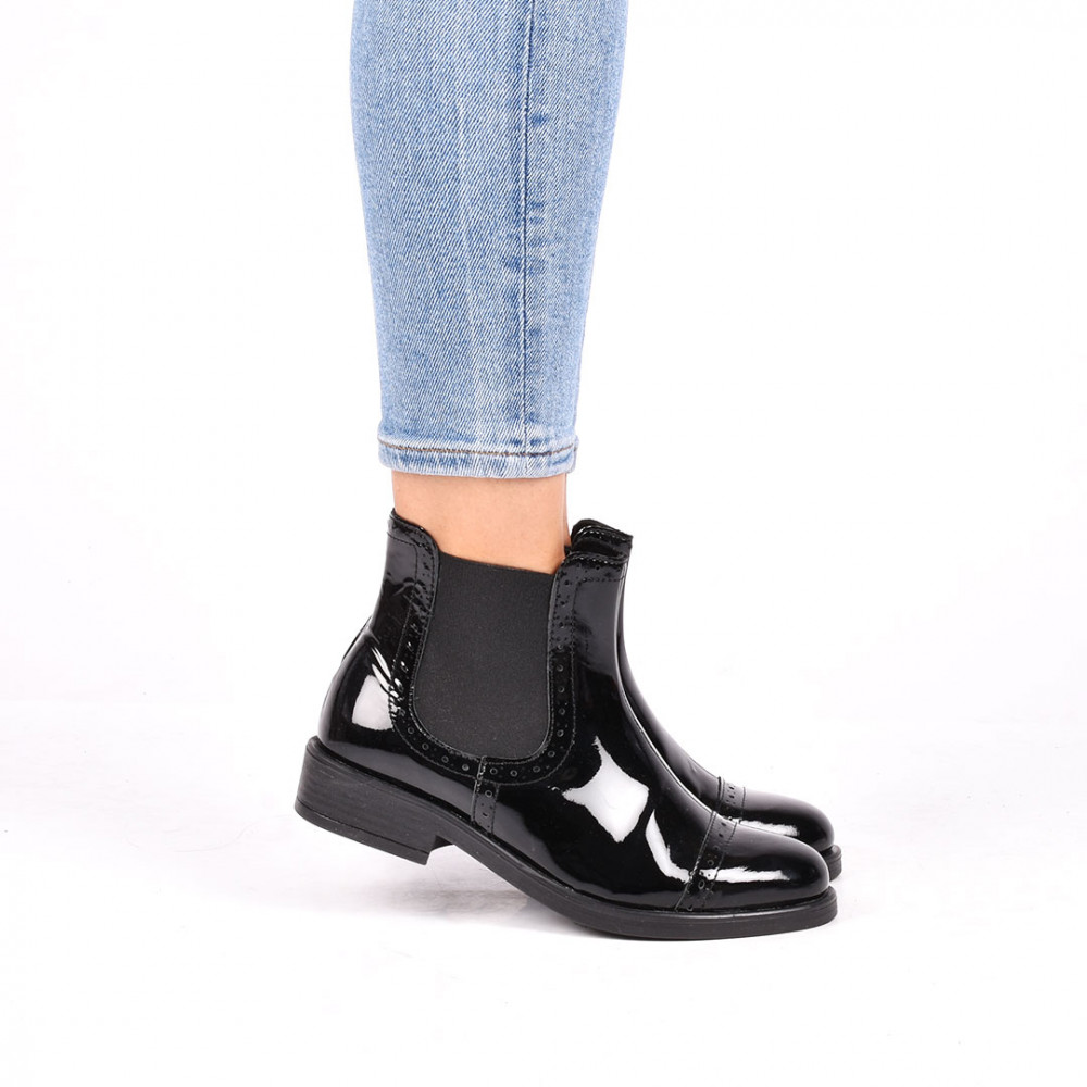 GHETE NEGRE PIELE NATURALA LUCIOASA 3S77082-1N