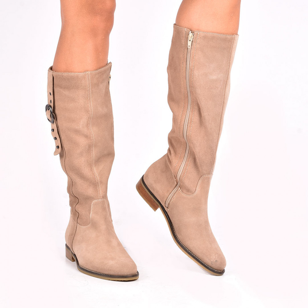 CIZME BEJ PIELE NATURALA INTOARSA 5S779137