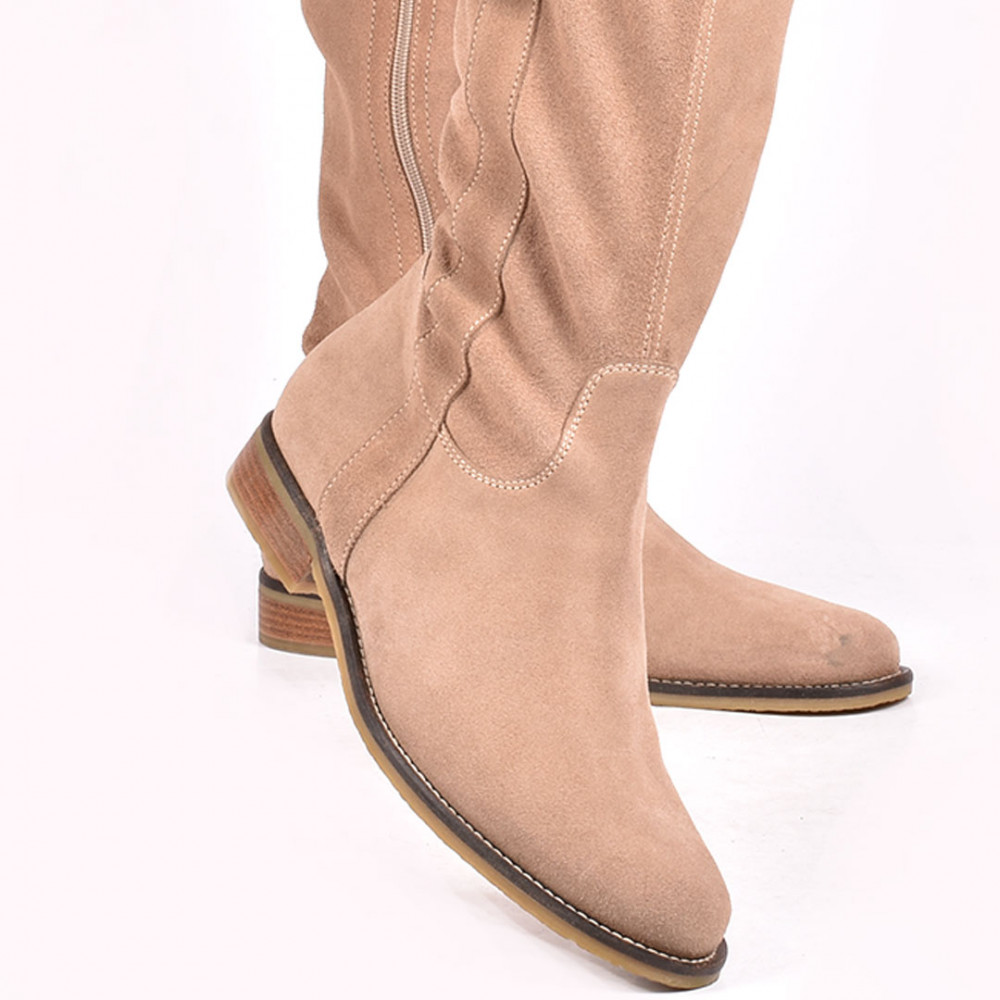 CIZME BEJ PIELE NATURALA INTOARSA 5S779137