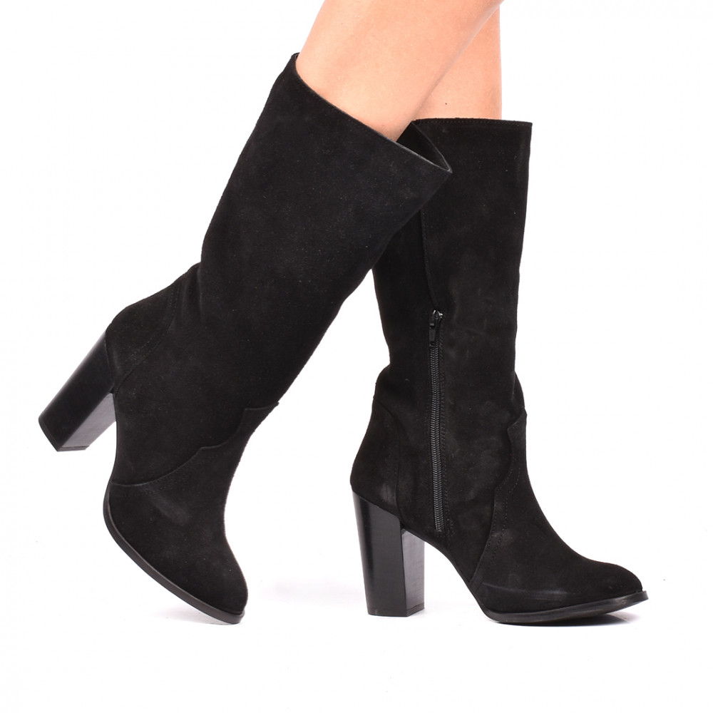 CIZME NEGRE PIELE NATURALA INTOARSA SN0333