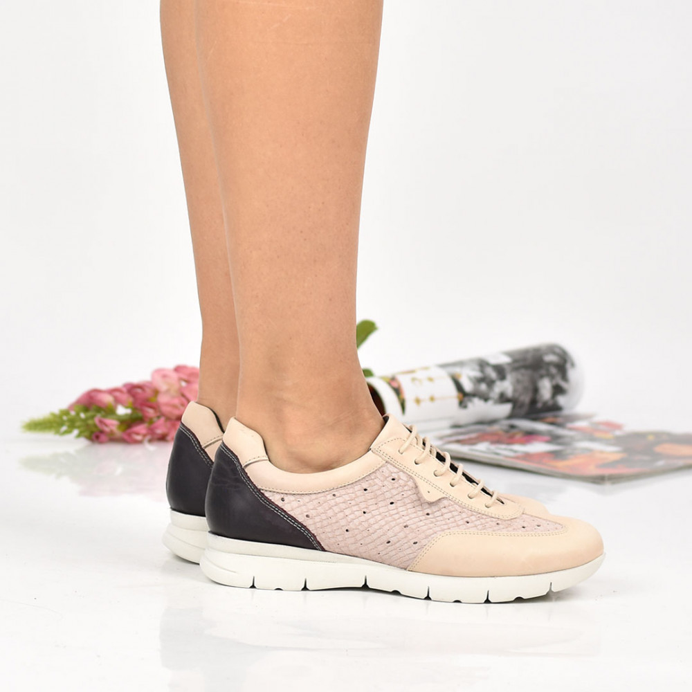 PANTOFI SPORT BEJ ROZ PIELE NATURALA WS77S-3000