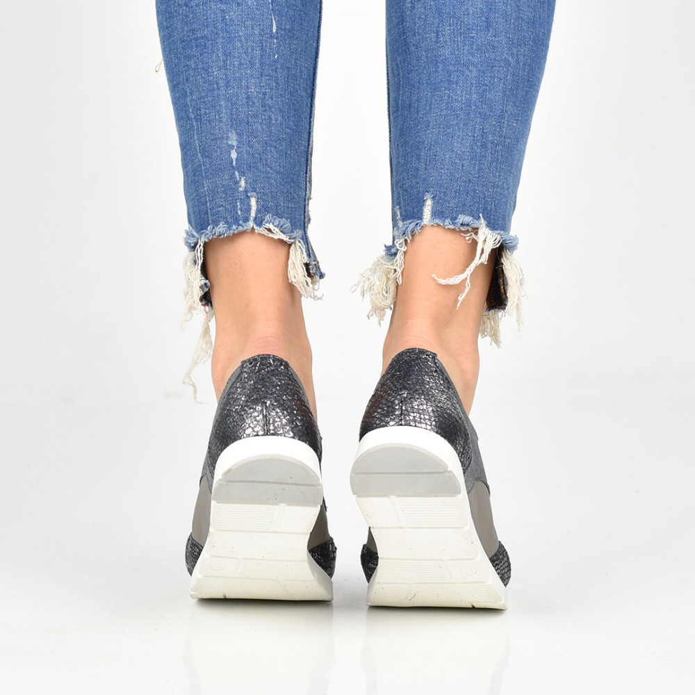 PANTOFI GRI PERLAT PIELE NATURALA REESE