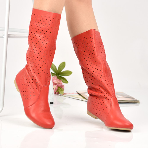 Cizme rosii piele naturala lorys