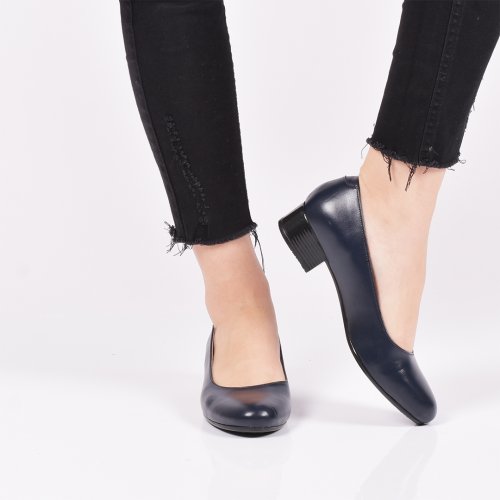 Pantofi indigo piele naturala seren