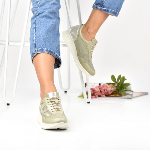 Pantofi sport bej argintiu piele naturala ws77s-3001