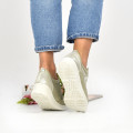 PANTOFI SPORT BEJ ARGINTIU PIELE NATURALA WS77S-3001