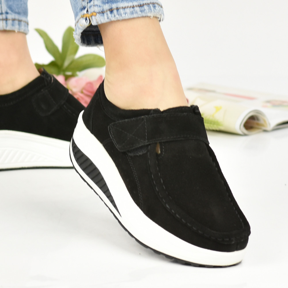 MOCASINI NEGRI PIELE NATURALA INTOARSA AS77333-1