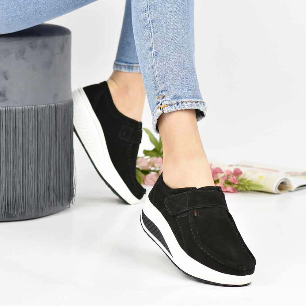 MOCASINI NEGRI PIELE NATURALA INTOARSA AS77333-1