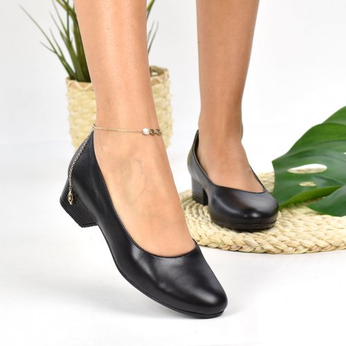 Pantofi negri piele naturala seren