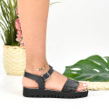 SANDALE NEGRE SARPE PIELE NATURALA S77OFIA