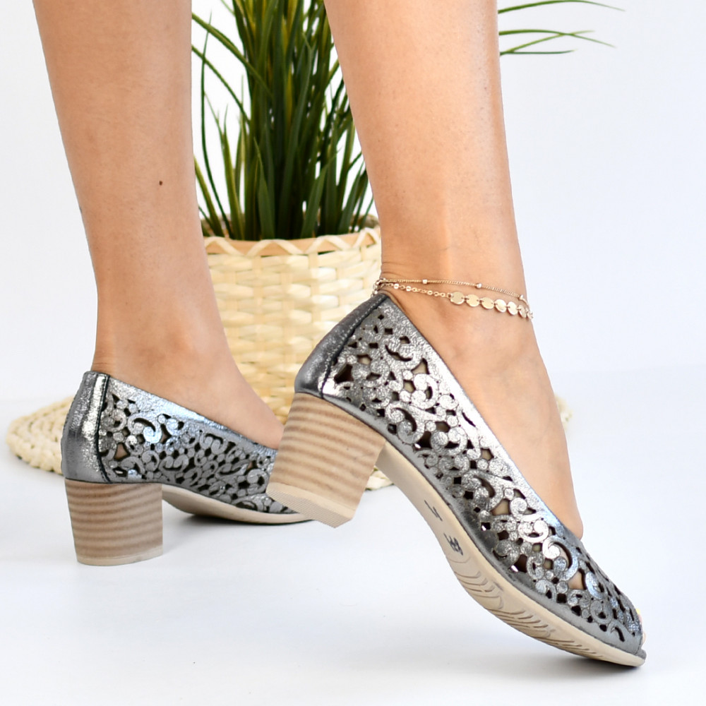 PANTOFI PEWTER PIELE NATURALA 8S7771