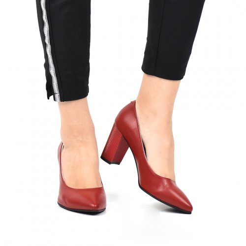 Pantofi rosii piele naturala nessy