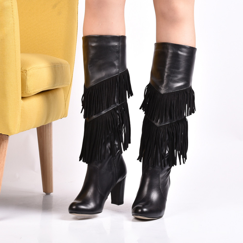 CIZME NEGRE PIELE NATURALA MERY