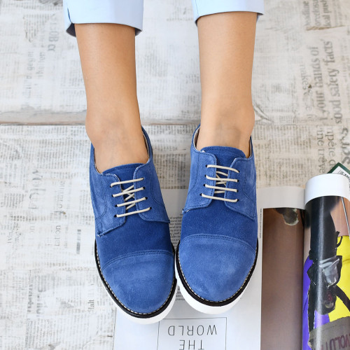 Pantofi jeans piele naturala intoarsa 4s7706
