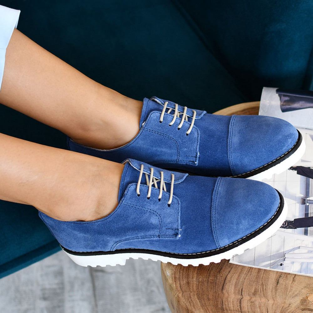 PANTOFI JEANS PIELE NATURALA INTOARSA 4S7706