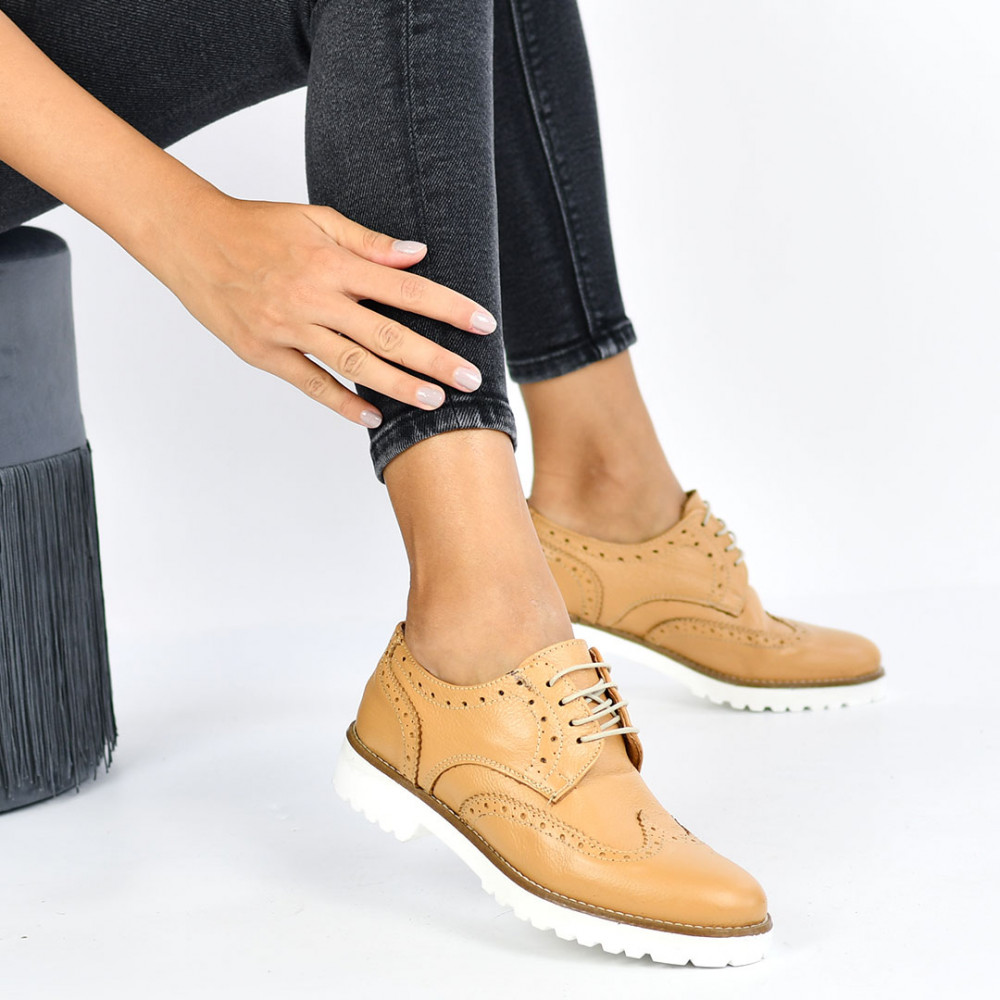 PANTOFI CAMEL PIELE NATURALA 4S77208