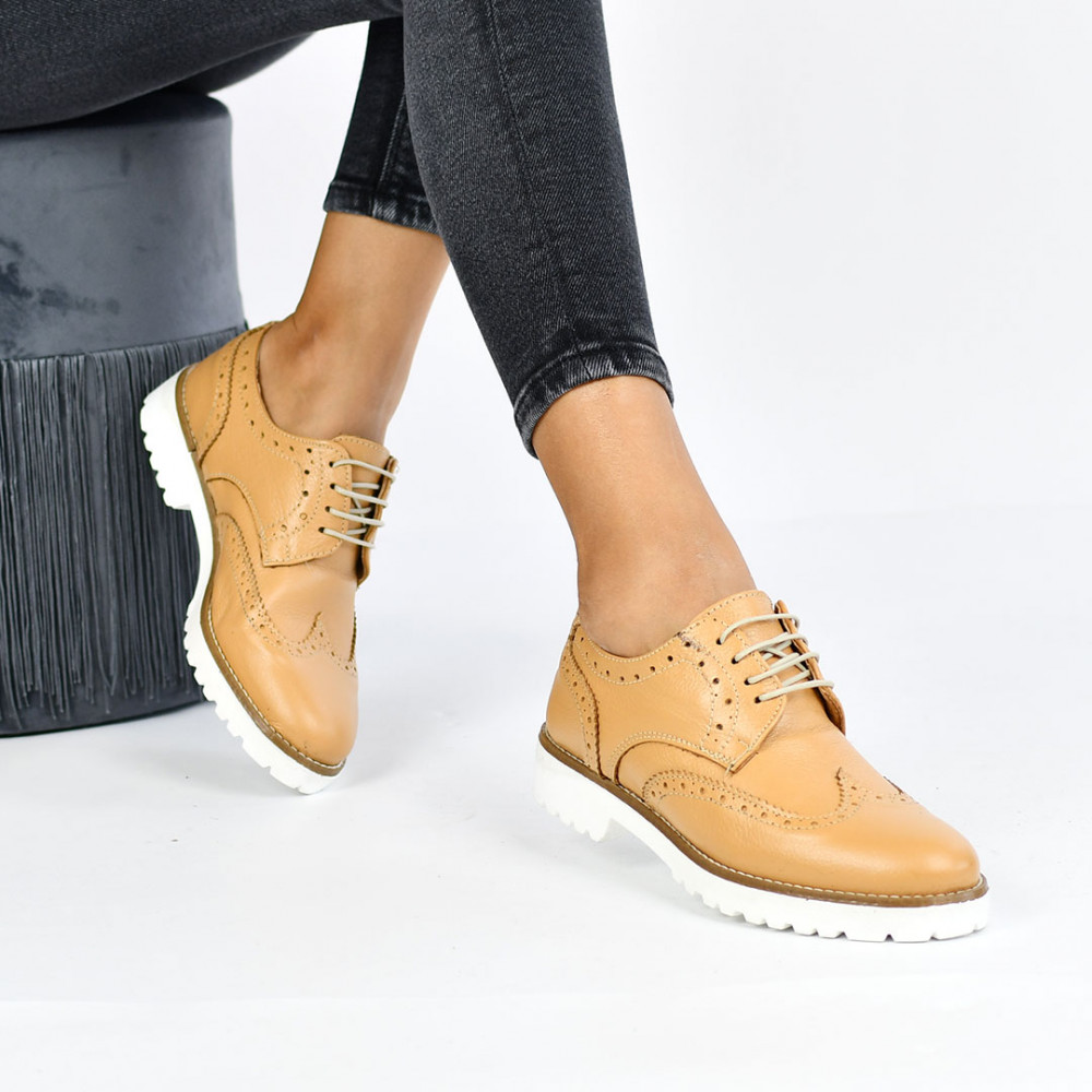 PANTOFI CAMEL PIELE NATURALA 4S77208