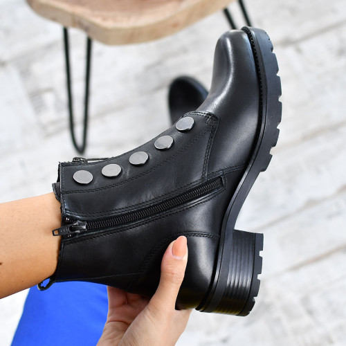 Ghete negre piele naturala bolly