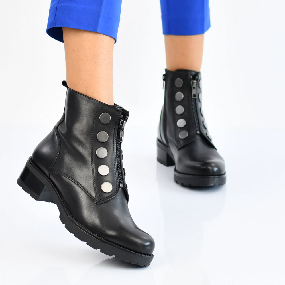 GHETE NEGRE PIELE NATURALA BOLLY
