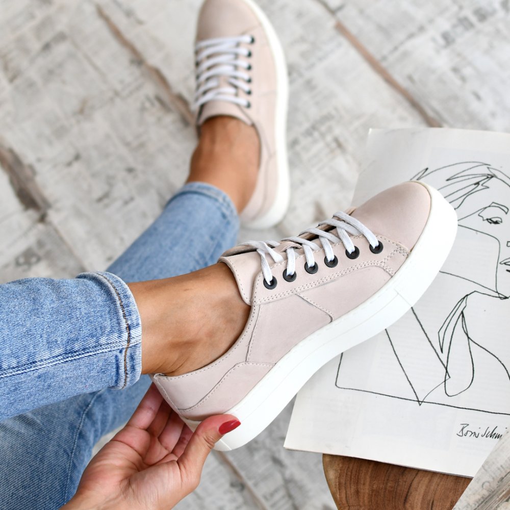 PANTOFI SPORT ROZ PIELE NATURALA ASTEKA
