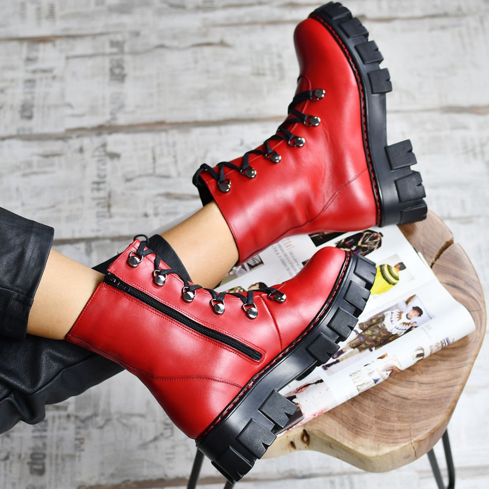 GHETE ROSII PIELE NATURALA 202855NP