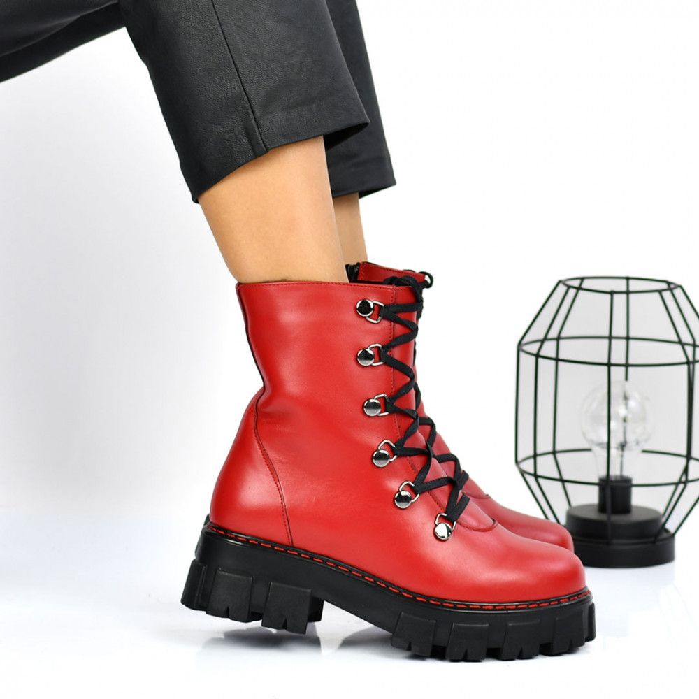 GHETE ROSII PIELE NATURALA 202855NP