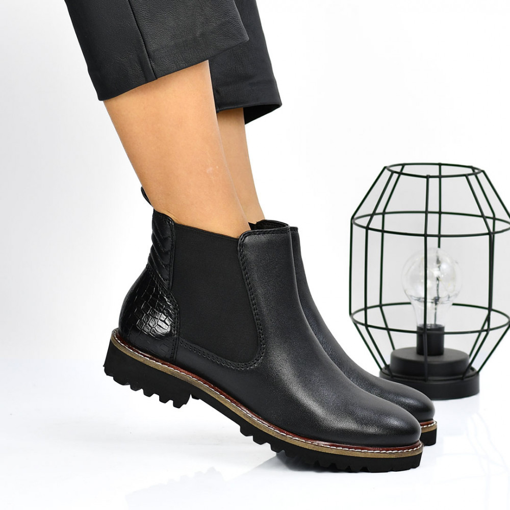 GHETE NEGRE CROCO PIELE NATURALA 7S77876