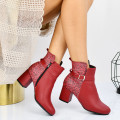 BOTINE ROSII PIELE NATURALA 0S771
